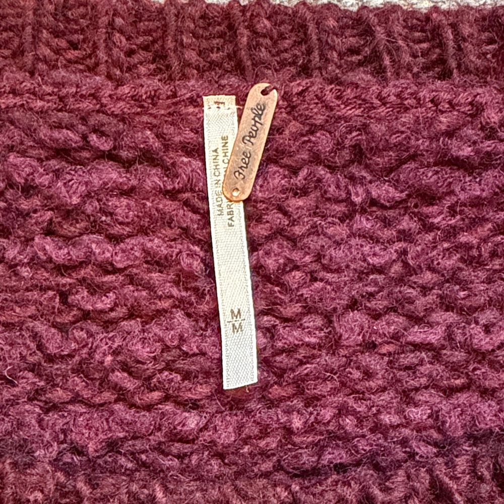Free People Maroon and Gray Fair Isle Patterned Sweater - Picture 7 of 9